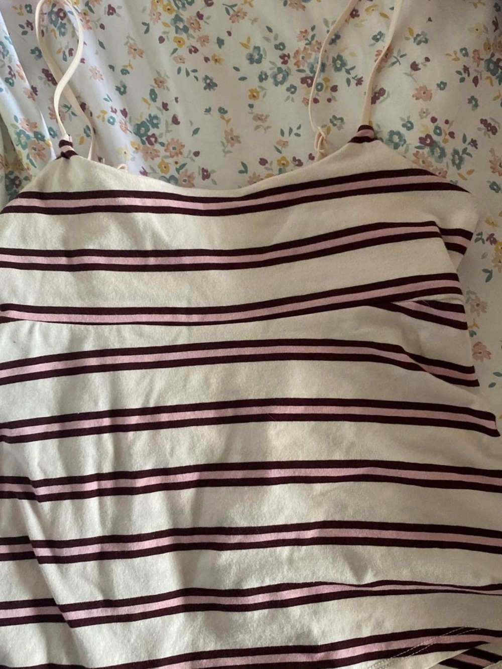 wild fable Cream and Burgundy Striped Cami Top